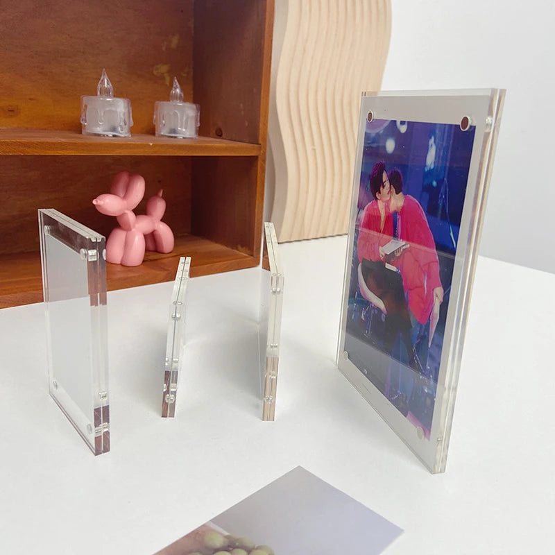 Deursigtige Akrielrame Foto's Prentraam Magnetiese Dubbelsydige Fotoraam Kpop Fotokaarthouer Album Plakkaat Etiket Vertoon