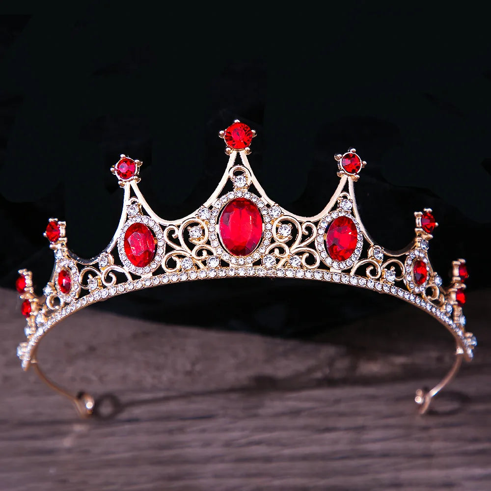 DIEZI Baroque Princess Queen Bridal Crown Purple Crystal Tiara For Women Wedding Vintage Crown Hair Dress Accessories Jewelry