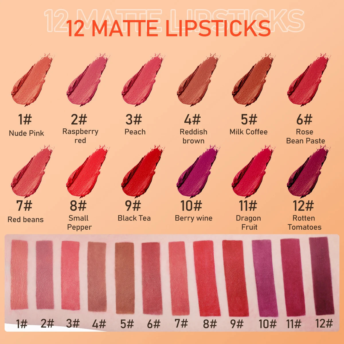 IMAGIC Lipstiffie Bevogtiger Lippe Gladde Lipstick Langdurige Sjarmante Lipstiffie Kosmetiese Skoonheid Grimering 12 Kleure
