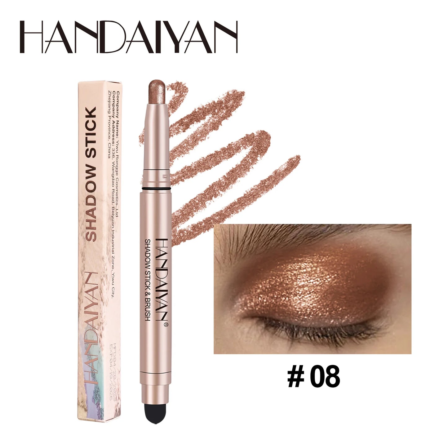 12 Colors Eyeshadow Stick Double Head Waterproof Long Lasting Metallic Shimmer Highlighter Cream Pen with Brush for Eyes