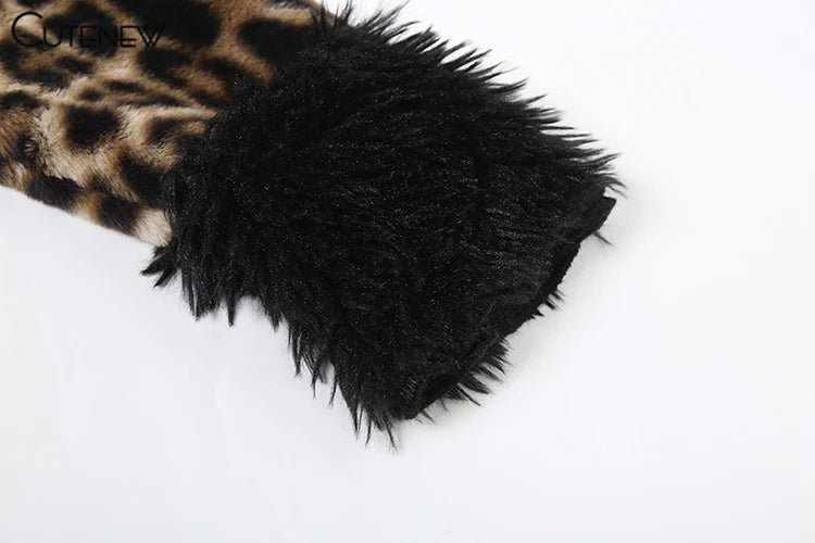 Cutenew Feather Patchwork Printed Women Coats Fashion Sexy Buckle Warmth Crop Jackets Female Fashion Winter Attractive Outerwear