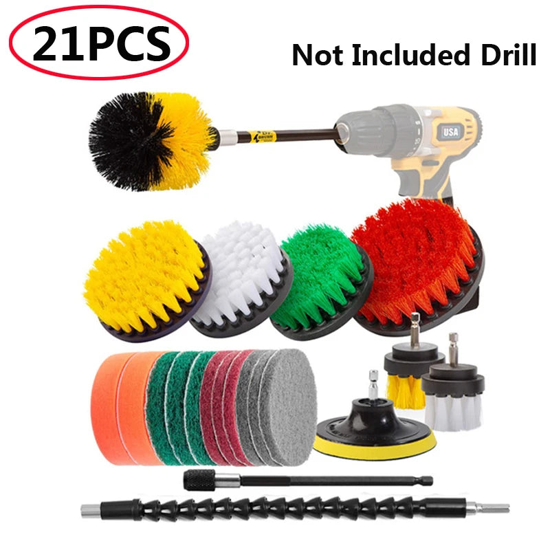 UNTIOR Electric Drill Brush Attachment Set Power Scrubber Brush Car Polisher Kitchen Bathroom Cleaning Kit Toilet Cleaning Tools