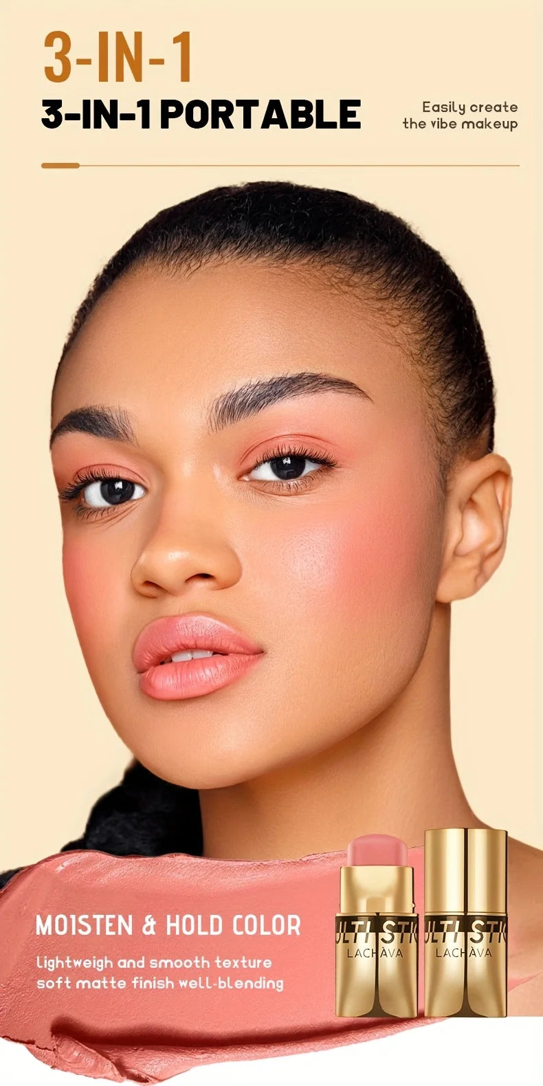 Blush Stick, Natural Nude Makeup Brightening And Embellishing Three-Dimensional Makeup, Facial Multi-Functional, Lips, Blush
