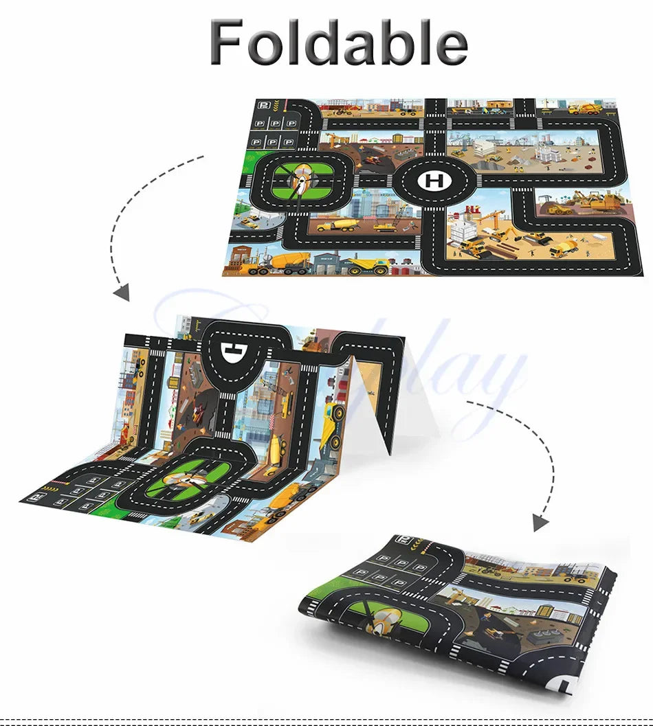 Large City Road Map DIY Scene Road Signs Car Parking Lot Game Children Playing Traffic Mat Climbing Carpets for Baby Toys Gifts