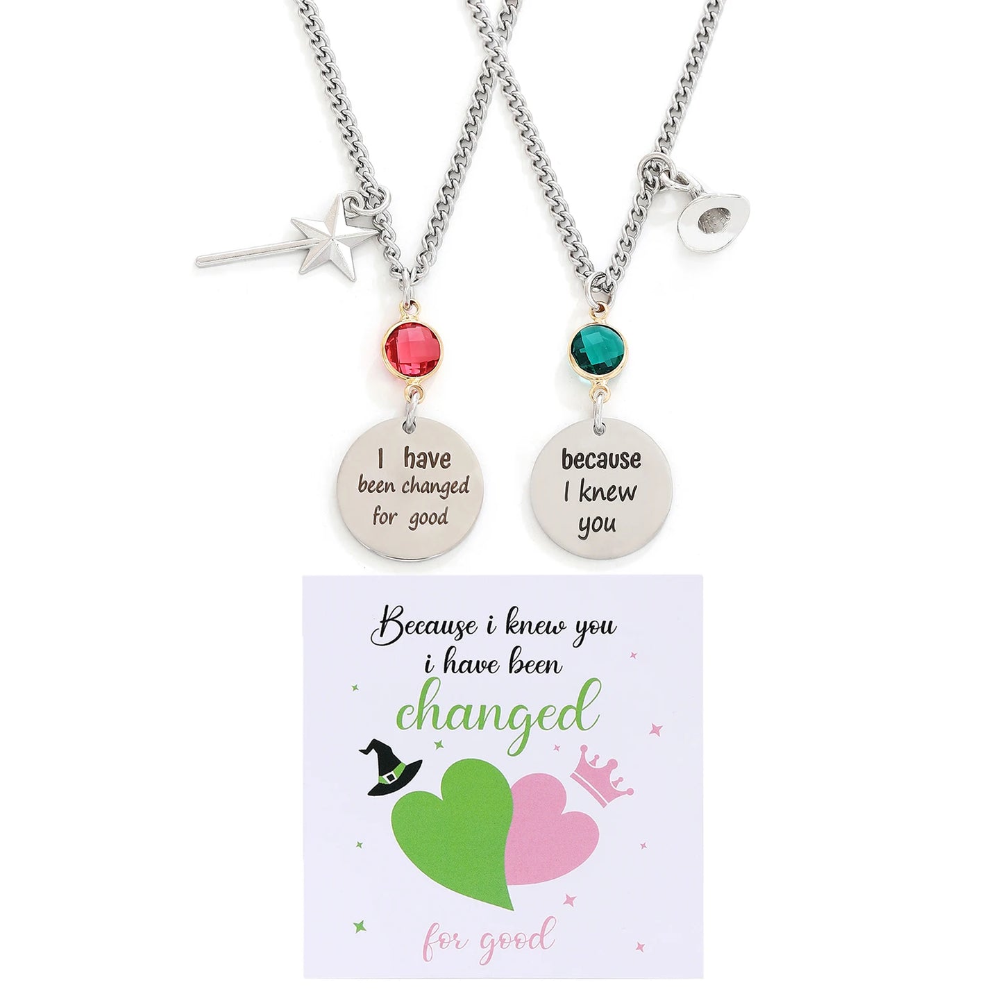 Wicked the musical Charm Necklace For Women Men Magic Wand Witch Hat Pendant Matching Couples Valentine's Day Gifts Jewelry