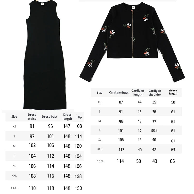 XS-XXXL Women's Cardiga Outfit Casual Bodycon Ribbed Tank Maxi Dress Slim Fit Long Dresses Zip Elegant Sweatshirt Dress Sets New