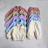 MILANCEL Nuwe Herfs Baba Sportpak Kleuter Fleece Eenkleurige Hoodies Pak Baba Uitrusting 2 Stuks