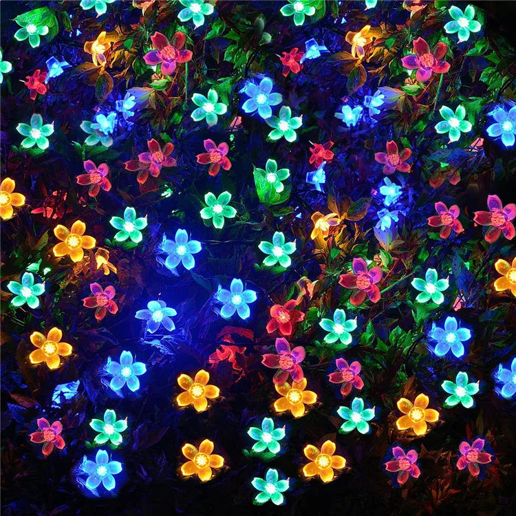 Sonkrag String Lights Kersiebloeisel LED Kransligte Buitelug Sonkrag Tuin Patio Dekor Ligte Kersfees Troue Party Versiering