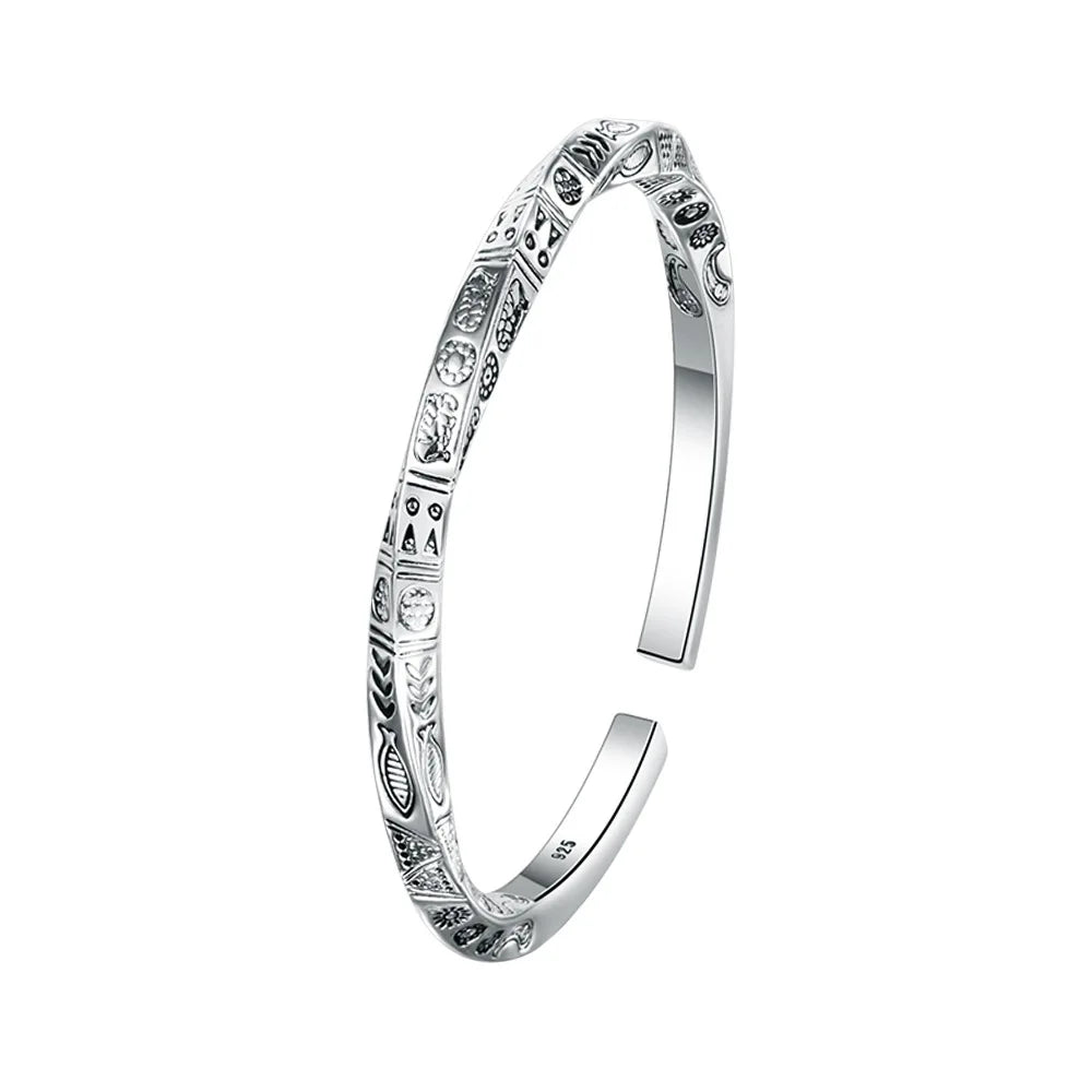 925 Sterling Silver Geometry Totems Open Bracelets Bangles For Women Luxury Designer Jewelry Gift Female GaaBou