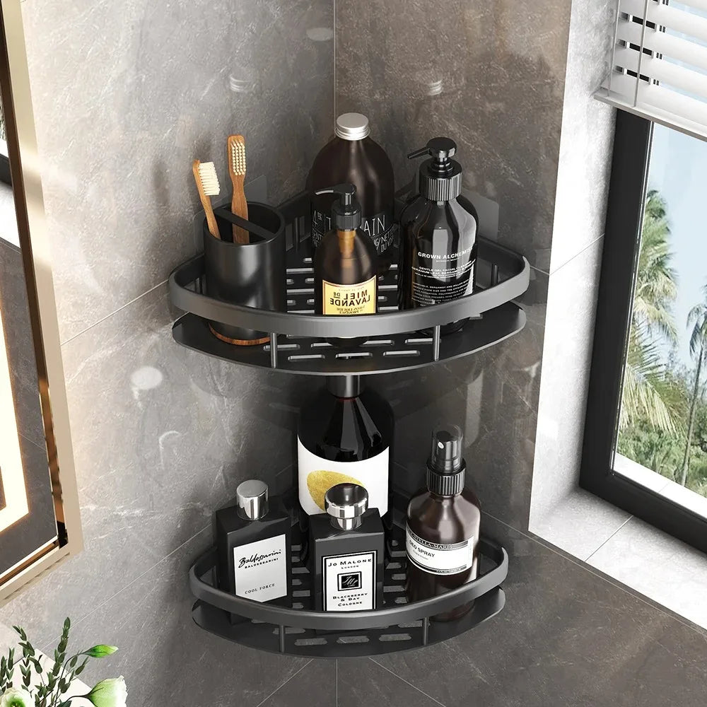 Wall Hanging Corner Rectangular Rack Bathroom Shelf Towel Rack Shelves Wall Shower Shampoo Rack No Drill Shelf Tripod