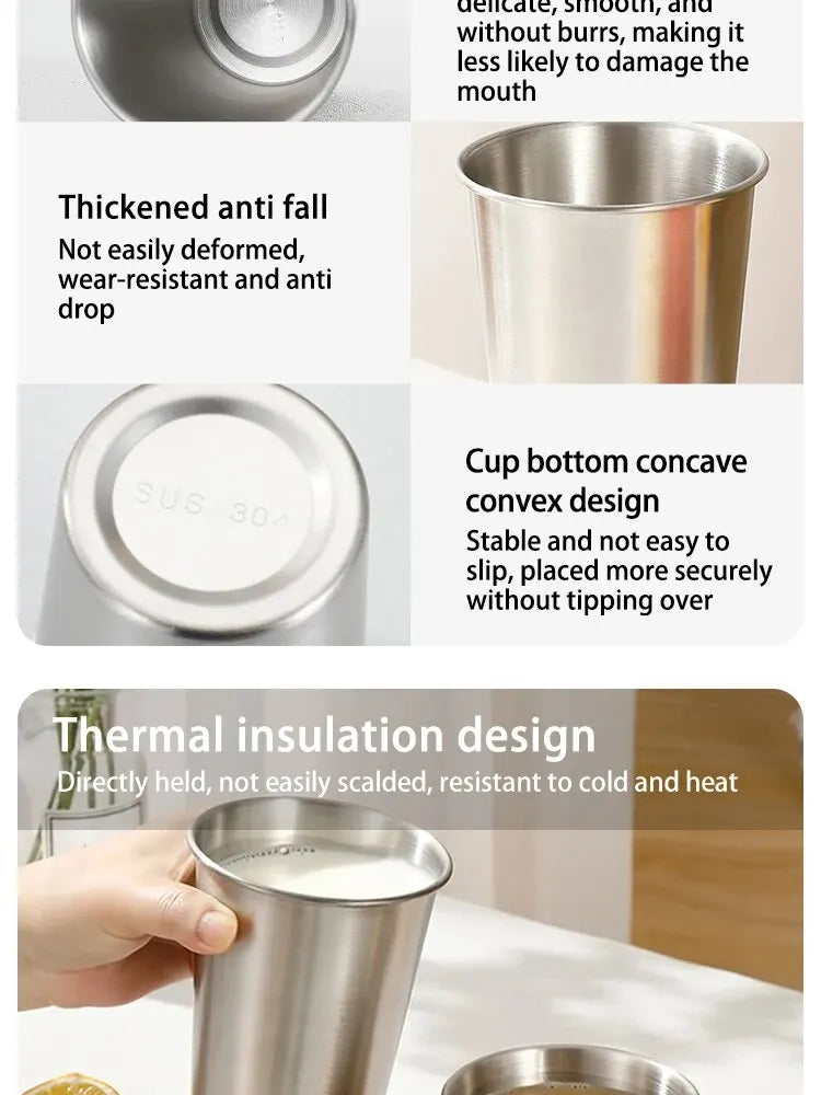 Single-layer Stainless Steel Outdoor Camping Beer Cups Large-capacity Water Cups Curling Cups Milk Tea Coffee Cups