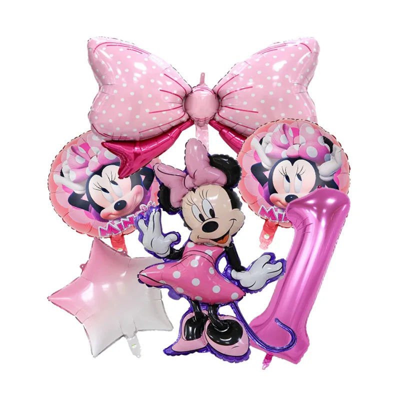 Minnie Mouse Birthday Party Decorate Girls Disposable Tableware Balloon Cups Plates Tablecloth Balloon Baby Shower Party Supply