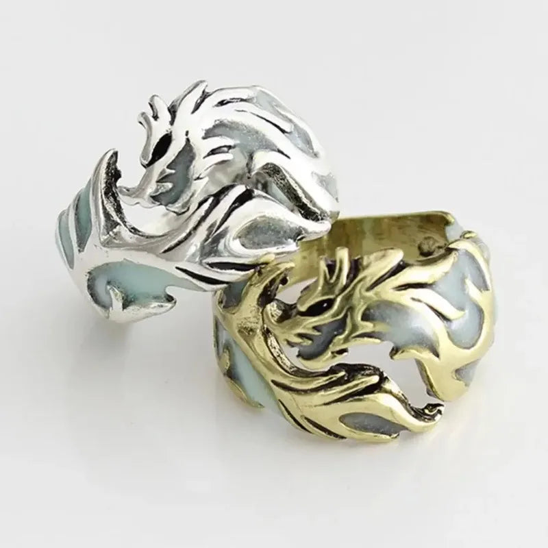 Luminous Dragon Rings for Men Women Punk Rings Free Size Finger Ring Glow in The Dark Ring Ring Jewelry