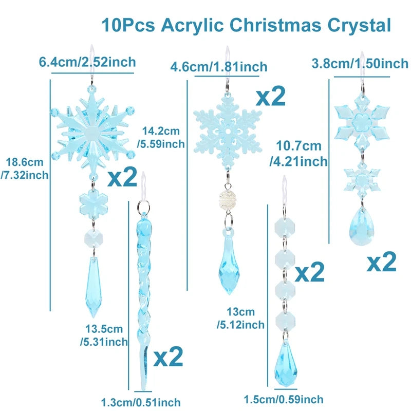 Christmas Crystal Acrylic Ornaments Christmas Decoration for Home 2025 Snowflake Xmas Tree Hanging Pendants New Year Gift 2026
