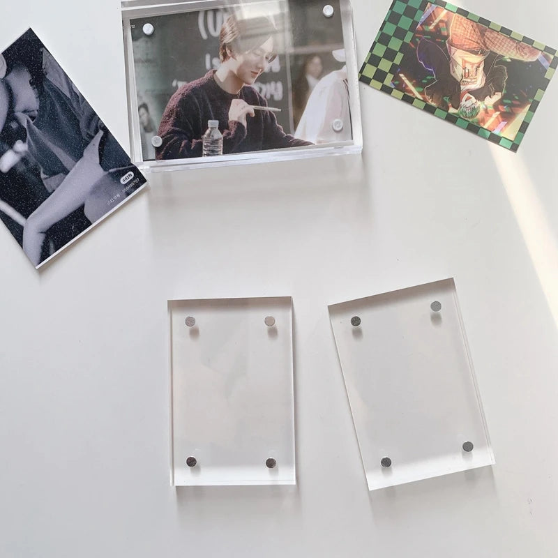 Deursigtige Akrielrame Foto's Prentraam Magnetiese Dubbelsydige Fotoraam Kpop Fotokaarthouer Album Plakkaat Etiket Vertoon