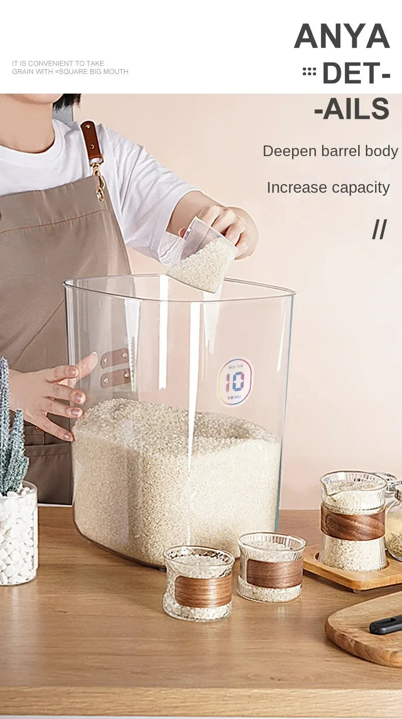 Seal Rice Bucket Vacuum Rice Buckets Cat Food Bucket Pet Food Storage Bucket Dust-proof Grain Jar Glass Jar Home Storage Box