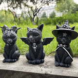 Swart Katstandbeeld Geheimsinnige Oulike Kat Heks Katbeeld Hekse Dekor Lessenaarversiering Handgeverfde Beeldhouwerk vir Halloween 1 stuk