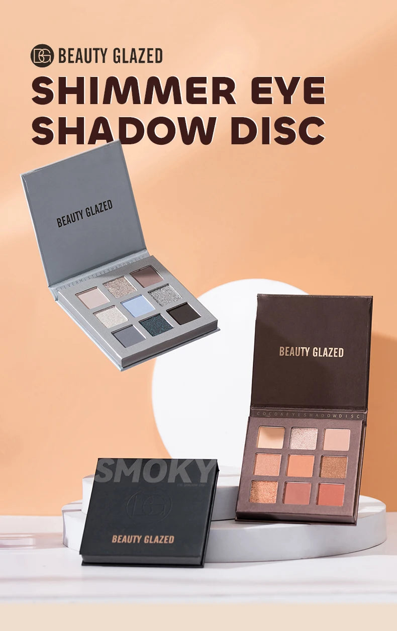 Beauty Glazed 9 Colors Eye Shadow Disc Makeup Palette Matte Shimmer Eye Pigmented Powder Make Up New Warm Earth Color Eyeshadow