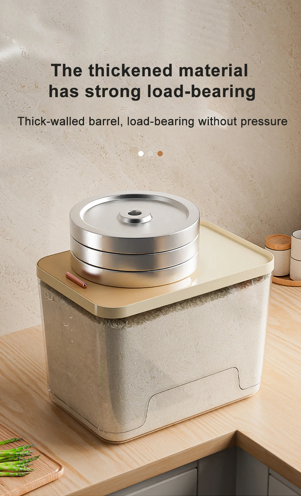 10KG Rice Container Rice Storage Box Pet Food Container Sealed Cereal Dispenser with Buckle Insect Proof Grain Kitchen Organizer