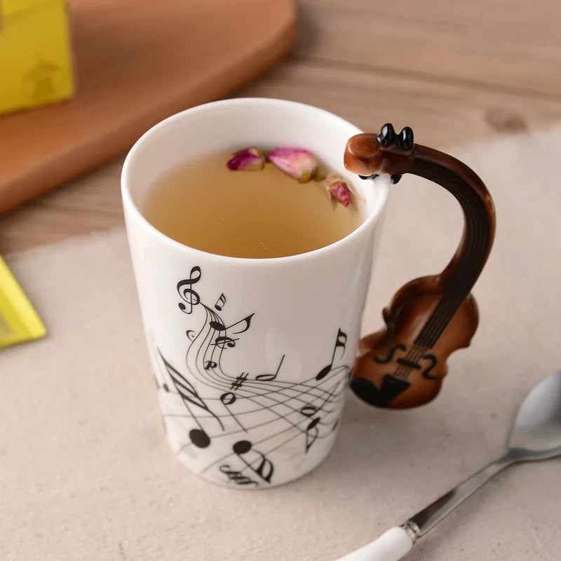 Novelty Music Note Cup Ceramic Guitar Coffee Mugs Personality Tea/Milk/Juice/Lemon Water Bottle Christmas Birthday Gift