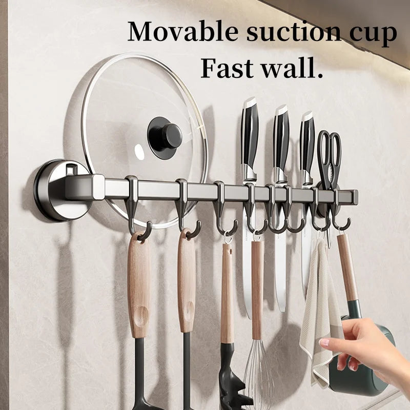 Kitchen Hook Punch-free Hanging Rod Spovel Hanger Row Hook Multifunctional Wall-mounted Storage Knife Holter