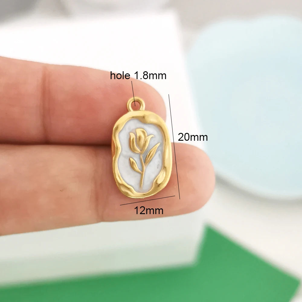 1pc Stainless Steel Big Pendant Small Charm Cherry Angel Boot Heart Tail Flower Star Cross Key Moon Pearl Bow PVD Gold Color