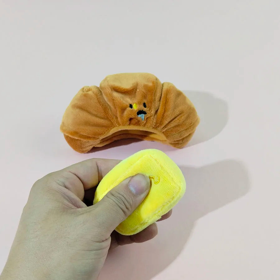 Hidden Food Sniffing Toy Squeaky Dog Toy Interactive Plush Toy Dog Chew Toy Pet Toys Croissant Bread Squeaking Sound Plush Toys