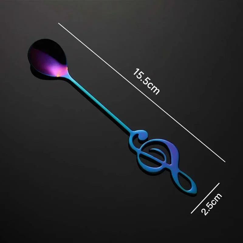 Musical Note Stainless Steel Teapoon Spoon Treble Clef Shape Mug Teaspoons Music Bar Ice Cream Creative Spoon Kitchen Tableware