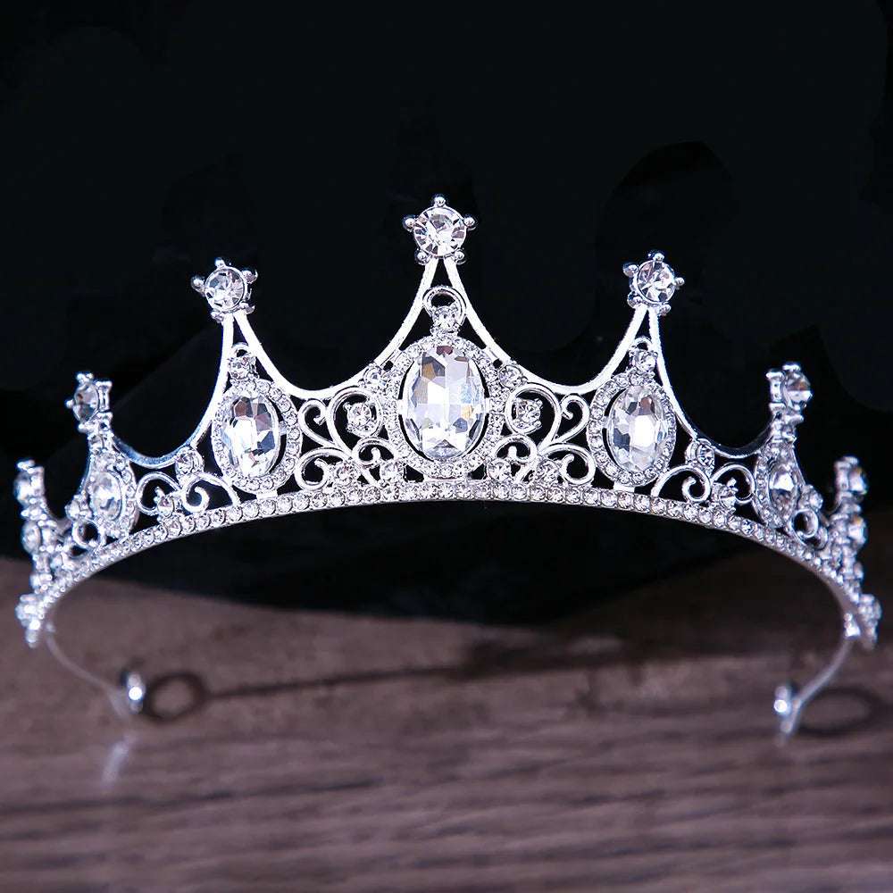 DIEZI Baroque Princess Queen Bridal Crown Purple Crystal Tiara For Women Wedding Vintage Crown Hair Dress Accessories Jewelry