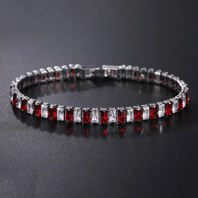 Luxury Hiphop Iced Out 4mm Cubic Zirconia Crystal Tennis Bracelets For Women Men Gold Color Silver Color Bracelet Chain Jewelry