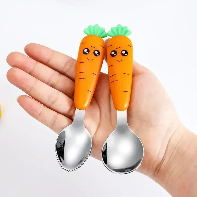 1/3PCS Baby Feeding Utensils Cartoon Fork Spoon Child Cutlery Set Kid Tableware Kitchen Gadgets Cake Vegetable Fork Teaspoon