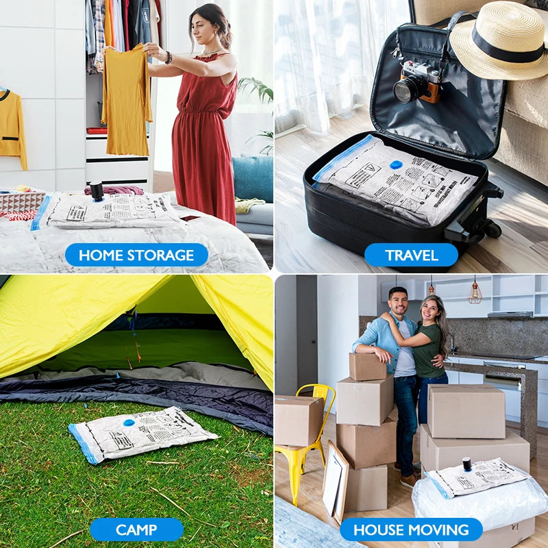 1-15pc Universal Vacuum Storage Bag with Cordless Electric Pump,Rechargeable Wireless Pump for Bags,Space Saver Travel Organizer