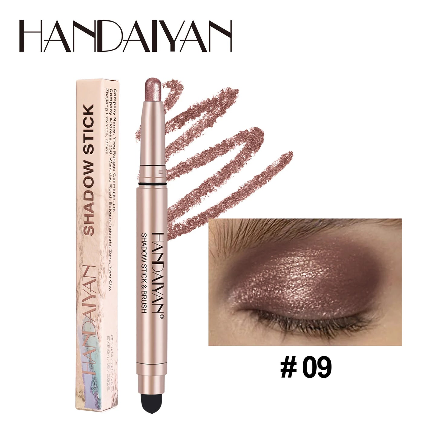 12 Colors Eyeshadow Stick Double Head Waterproof Long Lasting Metallic Shimmer Highlighter Cream Pen with Brush for Eyes