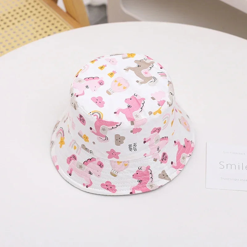 New Panama Summer Baby Sun Hat for Girls and Boys Beach Sun Cap Outdoor Children Bucket Hat Cartoon Autumn Kids Fisherman's Cap