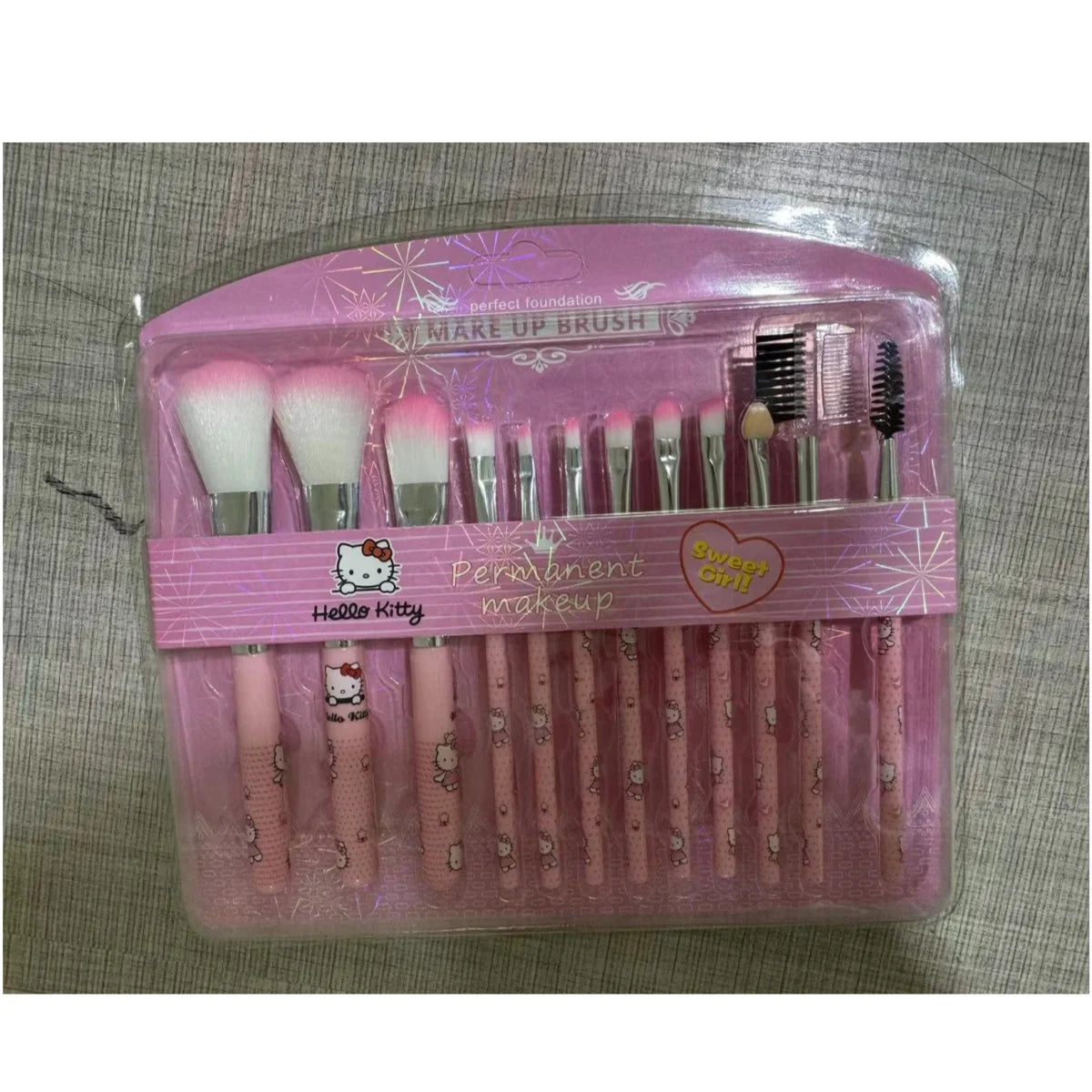 12 pieces hello kitty makeup brush set cute sanrio cartoon kuromi makeup brush set make up accessories facial kit for womens