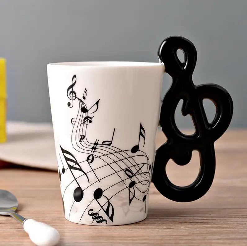 Novelty Music Note Cup Ceramic Guitar Coffee Mugs Personality Tea/Milk/Juice/Lemon Water Bottle Christmas Birthday Gift
