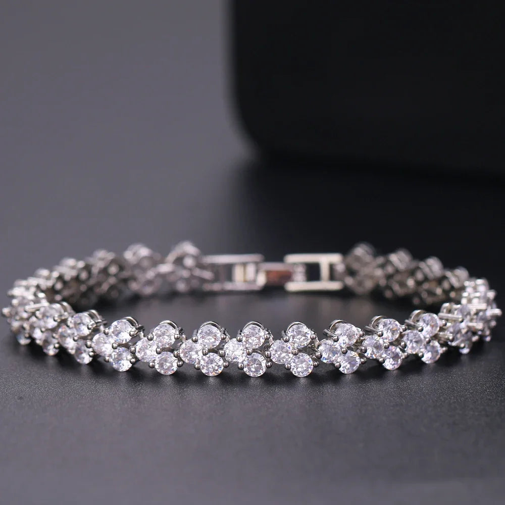 LXOEN Marquise Cut Flower Zirconia Crystal Long Drop Earrings for Women Shiny Leaf CZ Stone Bridal Wedding Jewelry
