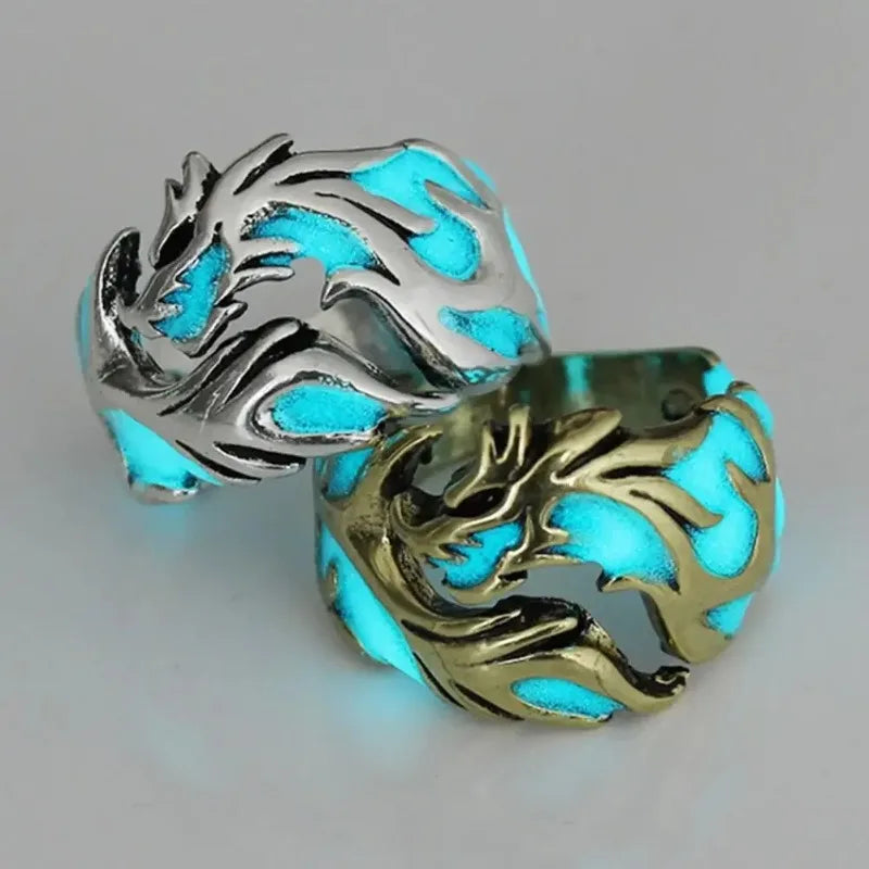 Luminous Dragon Rings for Men Women Punk Rings Free Size Finger Ring Glow in The Dark Ring Ring Jewelry
