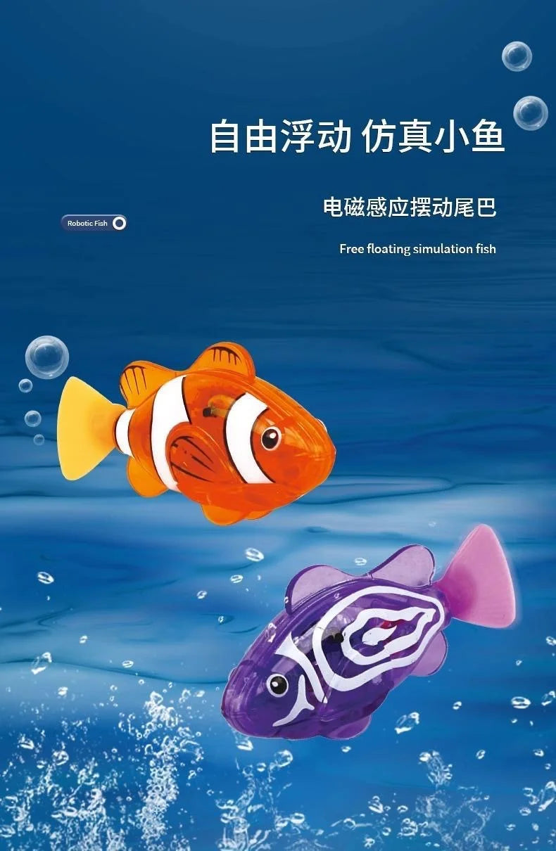 Children's Holiday Gift Bath Electronic Interactive Toy Light Swimming Fishing Simulation Color Pet Fish