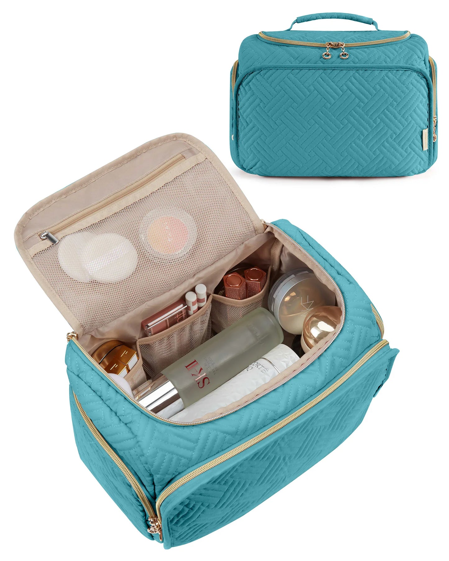 BAGSMART Cosmetic Bag for Make UP Cases Large Capacity Makeup Organizer With Handle Waterproof Travel Toiletry Storage