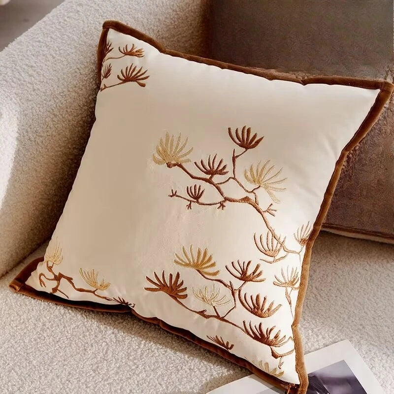 30X50/45x45CM Embroidered Bamboo Leaf Throw Pillow Cover Stamping Waist Cushion Cover Decor Home Decorative Pillowcase