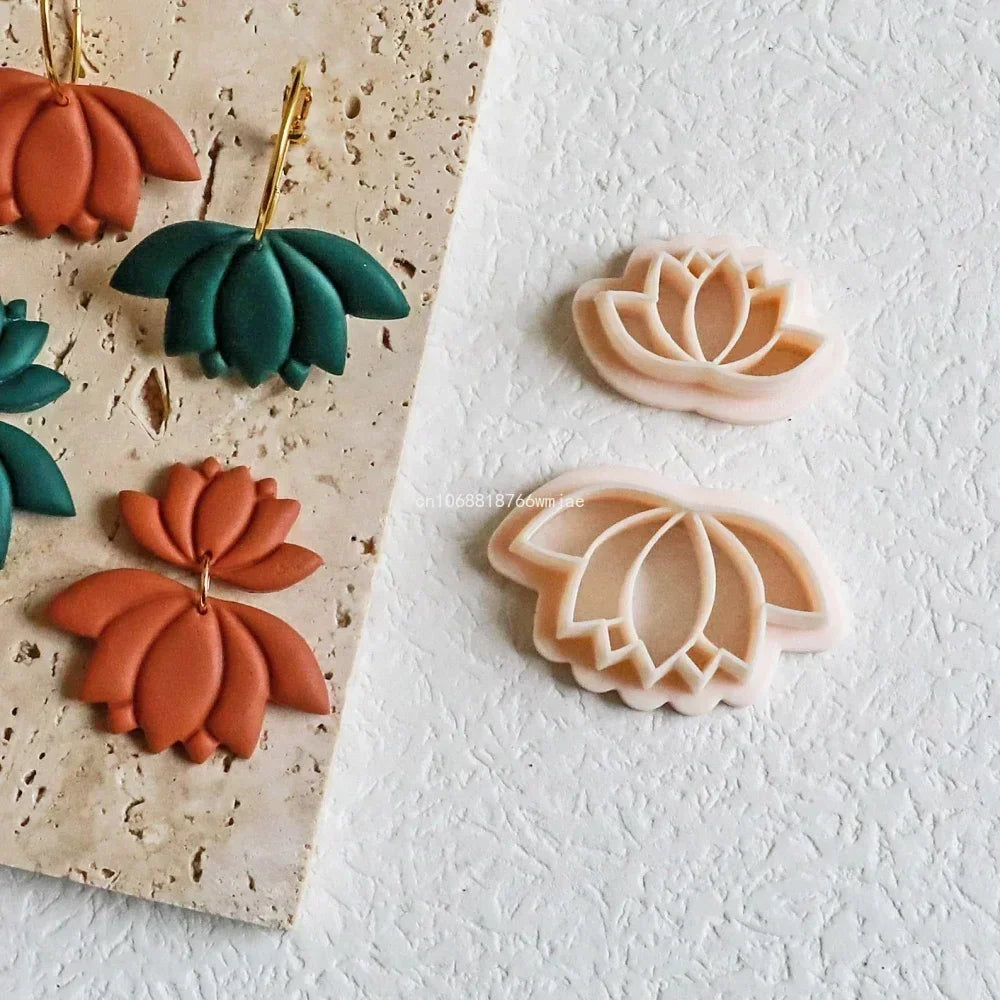 Leaves Shape Polymer Clay Earring Cutters Green Plant Flowers Dangle Clay Embossing Moulds for Handmade Jewelry Pendant Making