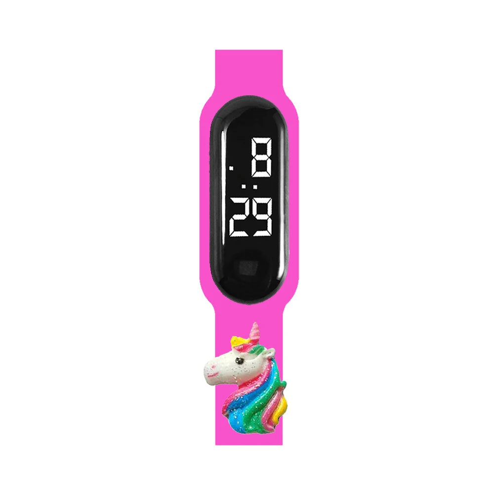 2024 Latest Cartoon Unicorn Children Smart Watch Waterproof Outdoor Sports Bracelet Kids LED Digital Electronic Watches Gifts