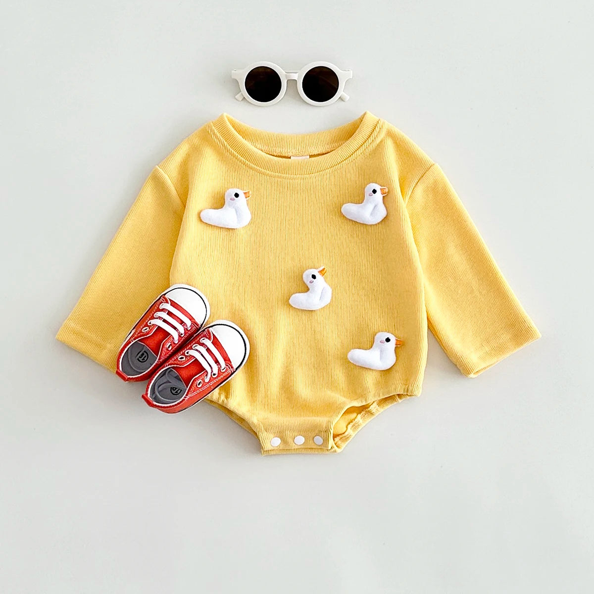 Infant Baby Dreieck Blase Strampler Jungen Mädchen Baby Herbst Sweatshirt Body Cartoon Ente/Pilz Nette Neugeborene Kleidung