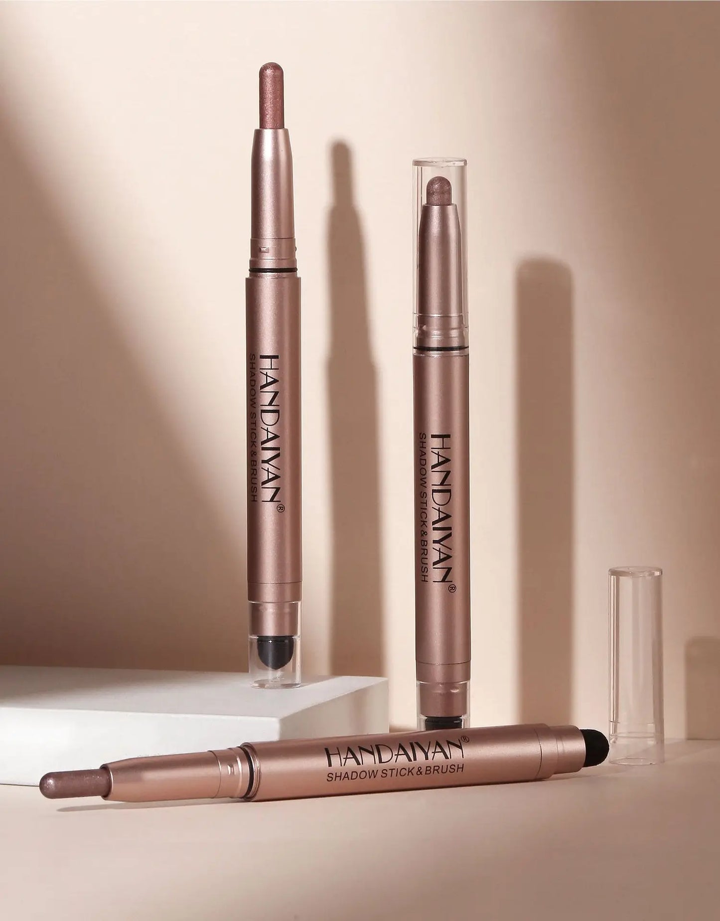 12 Colors Eyeshadow Stick Double Head Waterproof Long Lasting Metallic Shimmer Highlighter Cream Pen with Brush for Eyes