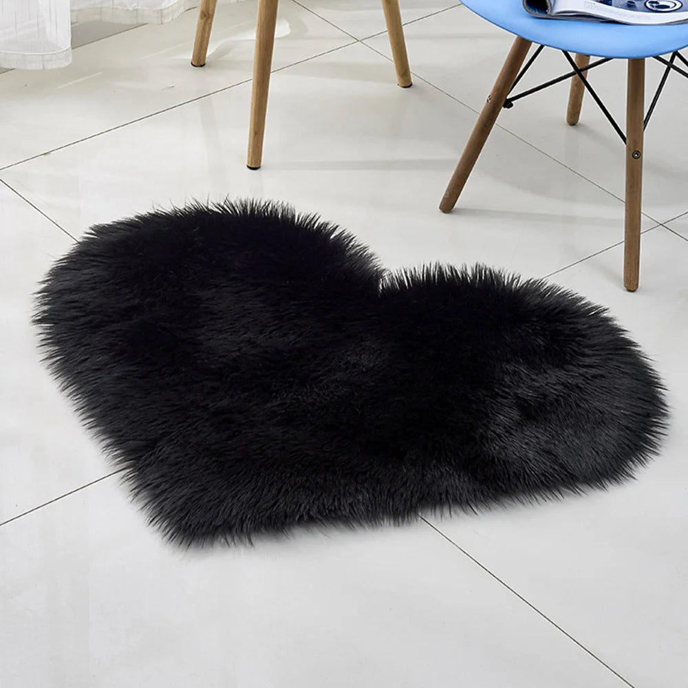 30x40cm Plush Carpet Heart Shaped Faux Fur Rug Imitation Wool Christmas Coffee Table LivingRoom Shag Carpet Solid Color Style