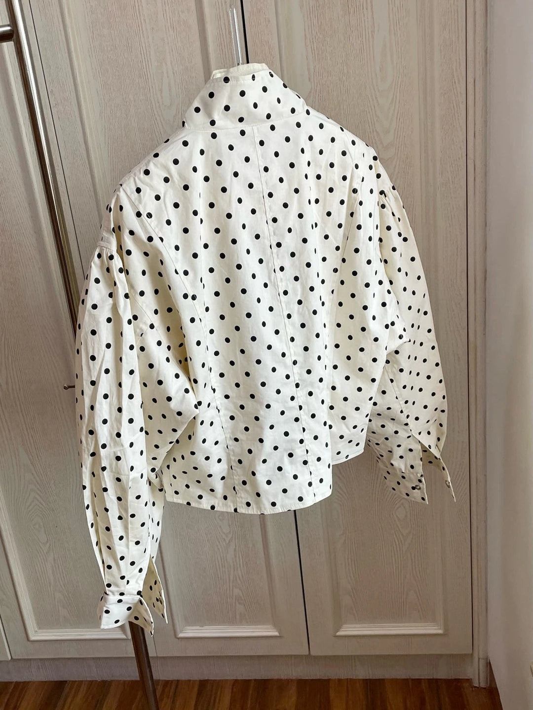Tuularose Zipper Full Sleeve Short Polka Dot Printing Thin Jackets Women Casual Stand Neck Slim Coat Lady New Highstreet Outwear