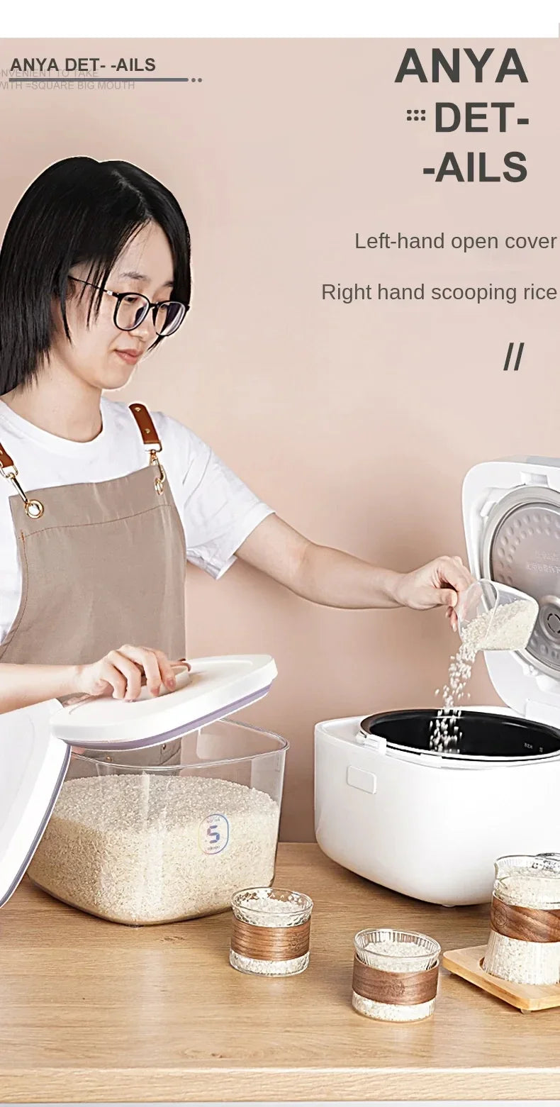 Seal Rice Bucket Vacuum Rice Buckets Cat Food Bucket Pet Food Storage Bucket Dust-proof Grain Jar Glass Jar Home Storage Box
