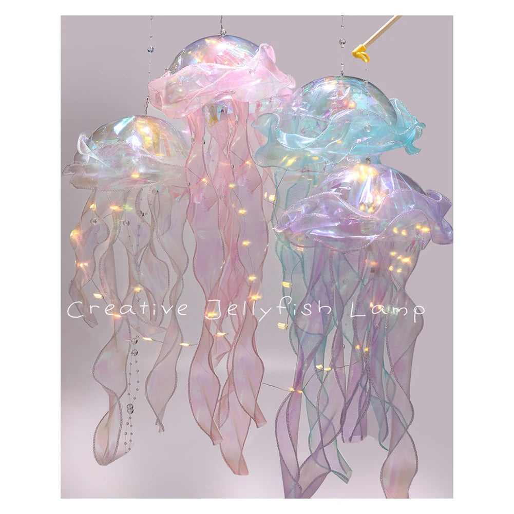 LED Jellyfish Lamp Colored DIY Mermaid Jellyfish Light Hand-held Luminous Lantern Girls Birthday Party Wedding Decor Night Light