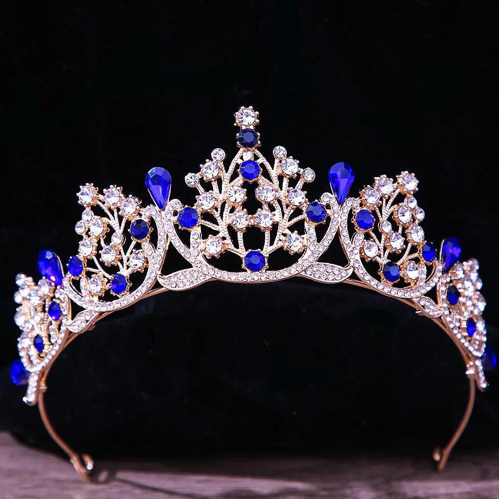 DIEZI Baroque Princess Queen Bridal Crown Purple Crystal Tiara For Women Wedding Vintage Crown Hair Dress Accessories Jewelry